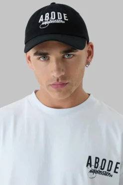 Shop boohooMAN Abode Embroidered Trucker Cap black