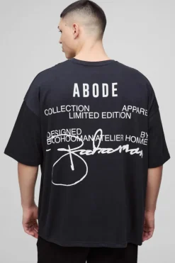 Clearance boohooMAN ABODE Heavyweight Oversized Print T-Shirt black