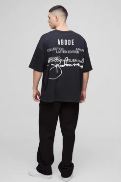 Clearance boohooMAN ABODE Heavyweight Oversized Print T-Shirt black