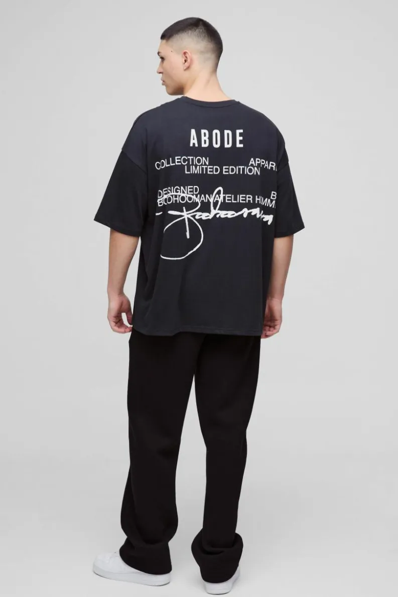 Clearance boohooMAN ABODE Heavyweight Oversized Print T-Shirt black