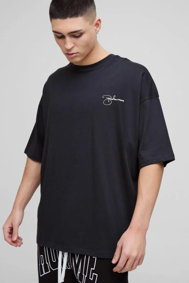 Clearance boohooMAN ABODE Heavyweight Oversized Print T-Shirt black