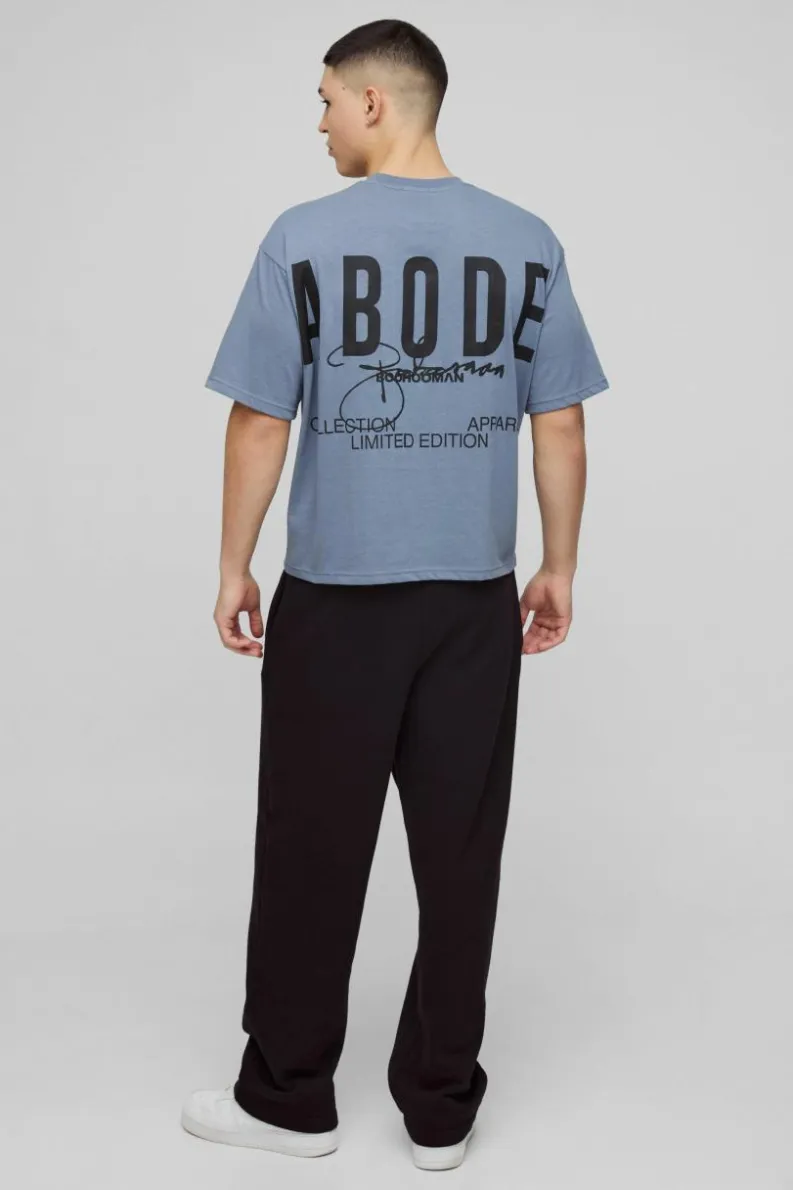Best boohooMAN ABODE Heavyweight Oversized Boxy Print T-Shirt charcoal