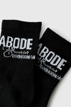 Fashion boohooMAN Abode Mid Length Sock true black