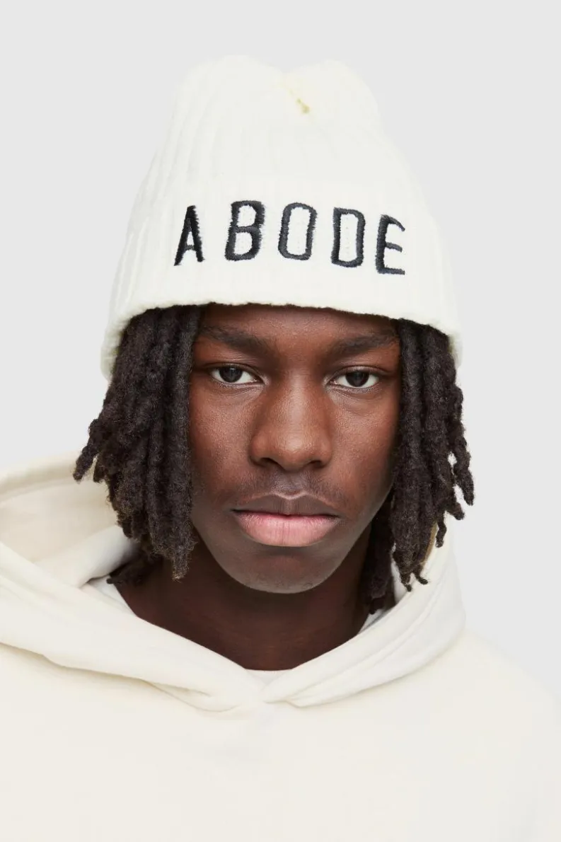 Hot boohooMAN Abode Ribbed Beanie cream