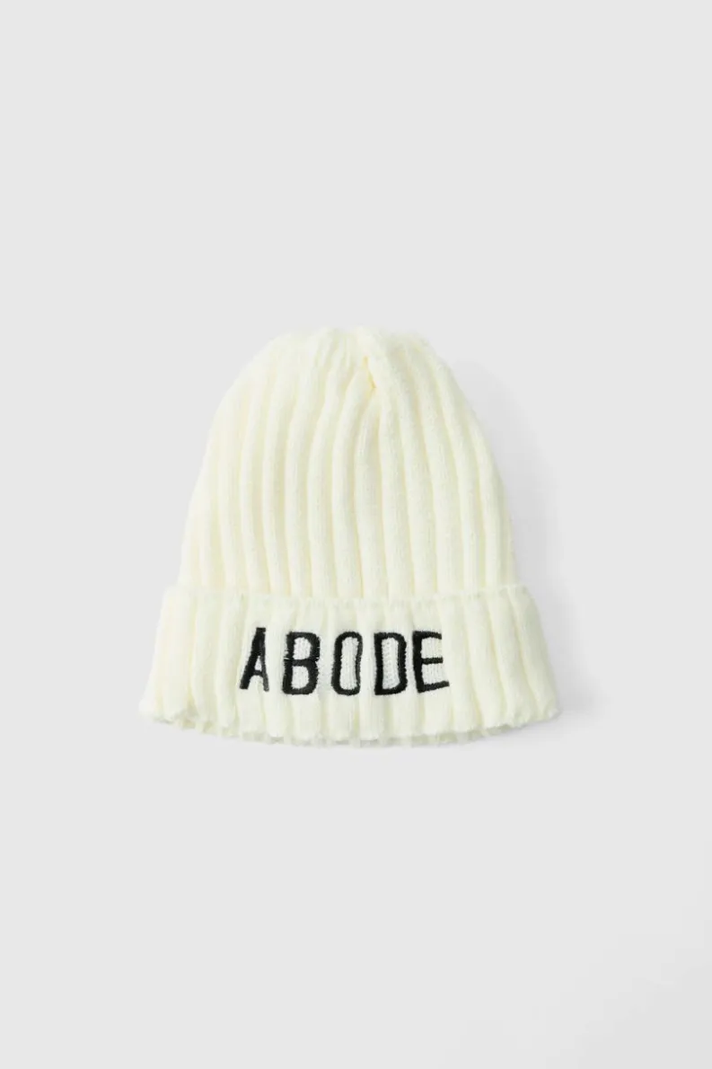 Hot boohooMAN Abode Ribbed Beanie cream