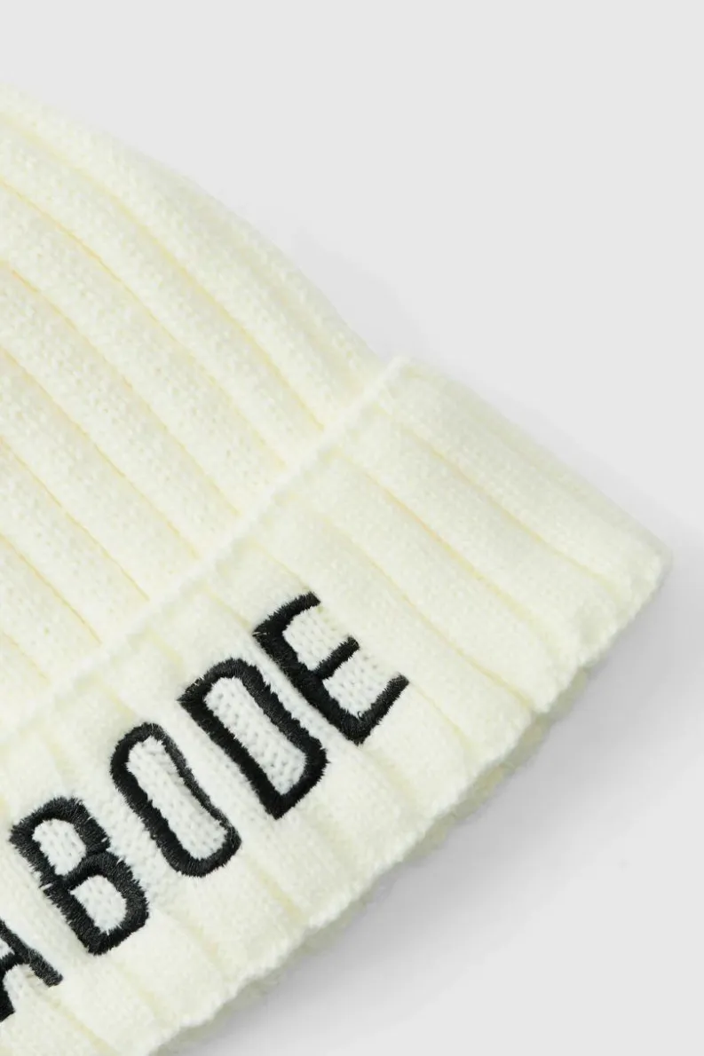 Hot boohooMAN Abode Ribbed Beanie cream