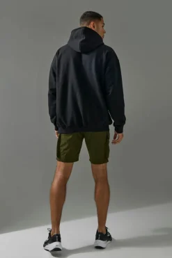 Shop boohooMAN Active Oversized UFC Puff Print License Hoodie black