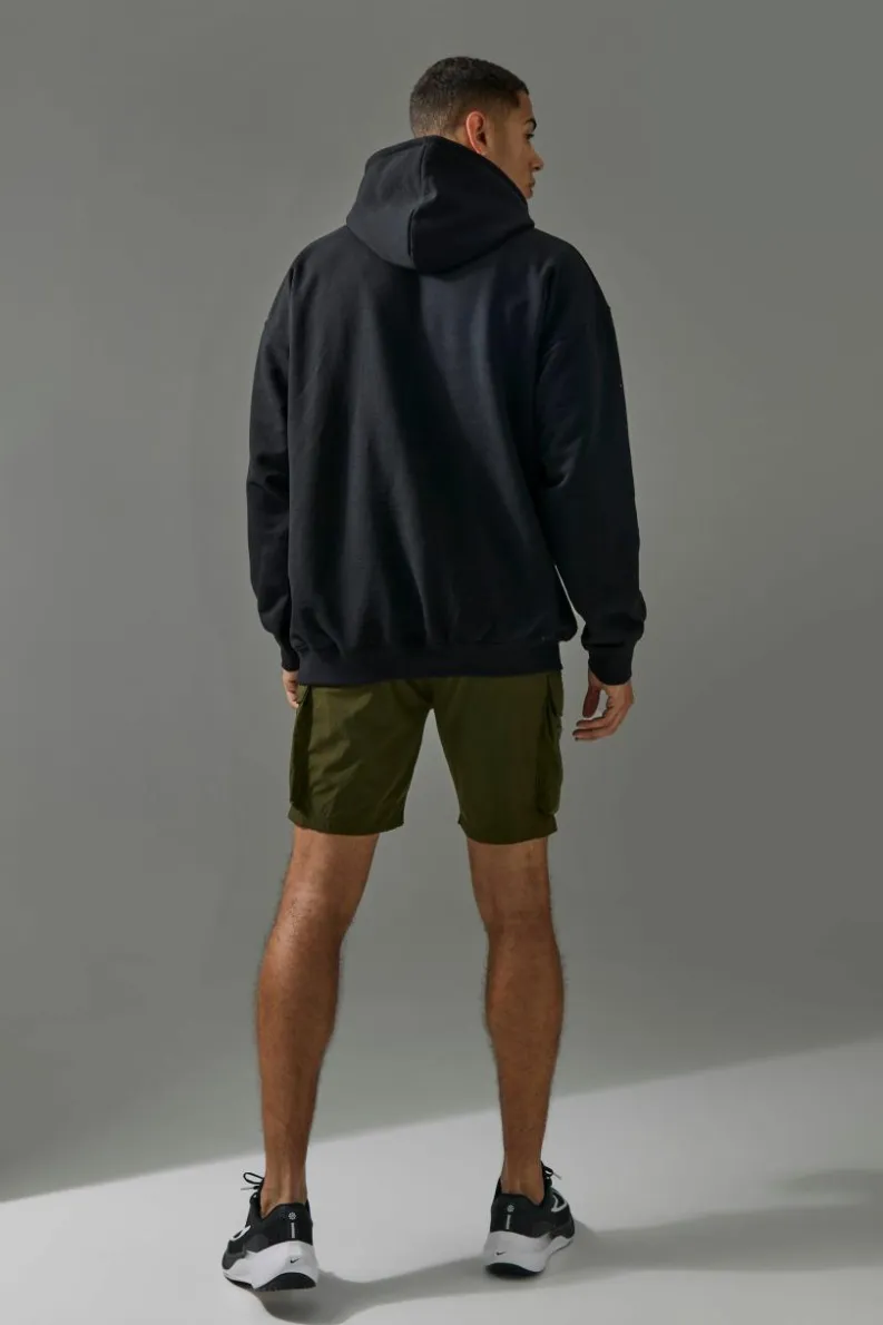 Shop boohooMAN Active Oversized UFC Puff Print License Hoodie black