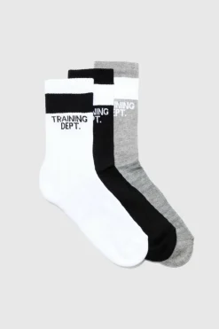 Sale boohooMAN Active Training Dept Cushioned Crew 3 Pack Socks multi
