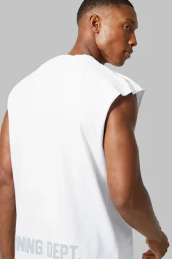 Best boohooMAN Active Training Dept Oversized Extended Tank white