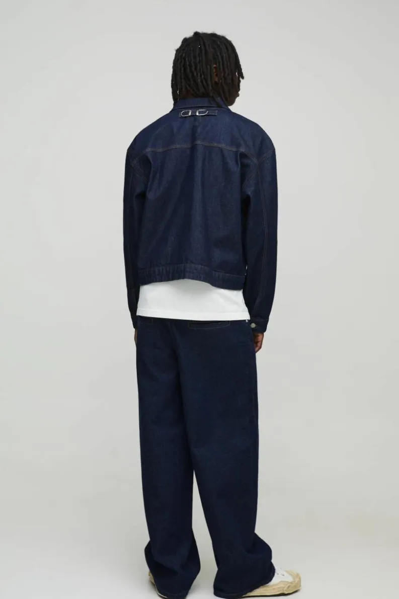 Outlet boohooMAN Baggy Contrast Stitch Denim Jeans indigo