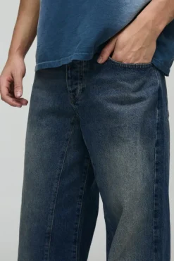 Fashion boohooMAN Baggy Fit Rigid Gusset Panel Jeans blue