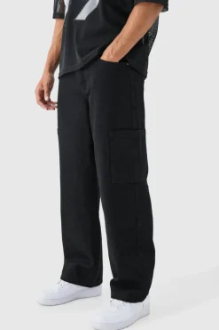 Discount boohooMAN Baggy Rigid Cargo Jean true black