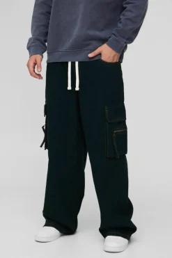 Best Sale boohooMAN Baggy Rigid Cargo Washed Denim Jeans green