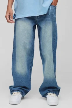 Hot boohooMAN Baggy Rigid Jeans antique blue