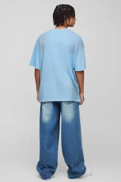 Hot boohooMAN Baggy Rigid Jeans antique blue