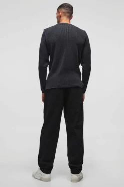 Online boohooMAN Baggy Tapered Chinos In black