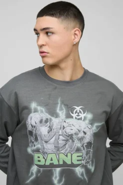 Fashion boohooMAN Bane License Print Sweatshirt charcoal