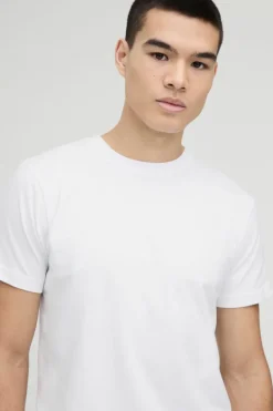 Shop boohooMAN Basic Crew Neck T Shirt white