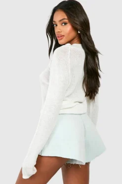 Hot boohoo Basic Denim Flippy Short bleached blue