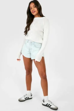 Hot boohoo Basic Denim Flippy Short bleached blue