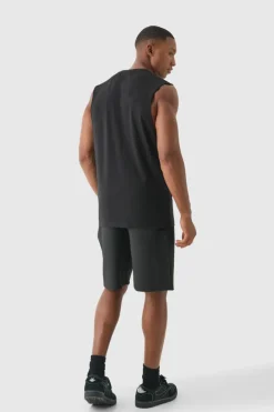 Fashion boohooMAN Basic Drop Armhole Tank black