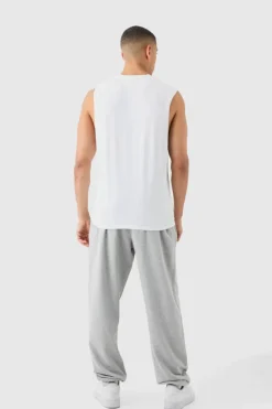 New boohooMAN Basic Drop Armhole Tank white