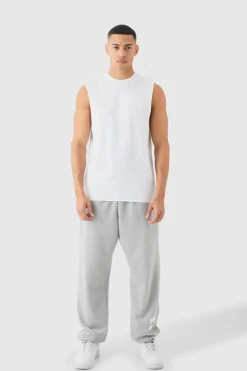 New boohooMAN Basic Drop Armhole Tank white