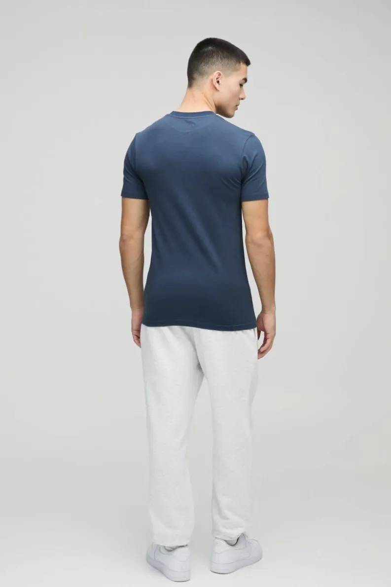 Online boohooMAN Basic Muscle Fit Crew Neck T-Shirt navy