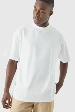 Cheap boohooMAN Basic Oversized Extended Neck T-Shirt white