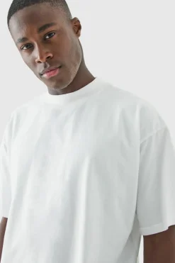Cheap boohooMAN Basic Oversized Extended Neck T-Shirt white