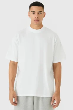 Sale boohooMAN Basic Oversized Extended Neck T-Shirt white