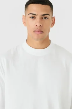 Sale boohooMAN Basic Oversized Extended Neck T-Shirt white