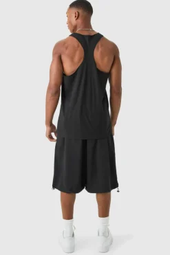 Clearance boohooMAN Basic Racer Back Vest black