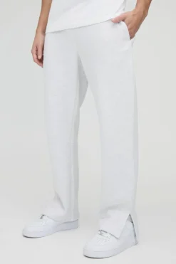 Shop boohooMAN Basic Regular Fit Split Hem Jogger ash grey