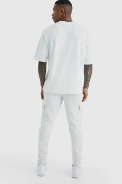 Flash Sale boohooMAN Basic Skinny Fit Cargo Jogger grey marl