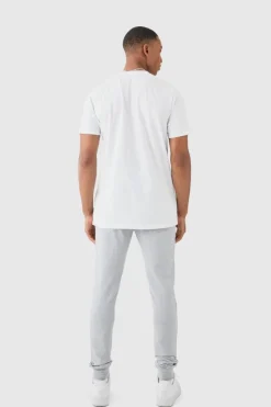 Store boohooMAN Basic Slim Fit Crew Neck T-Shirt white