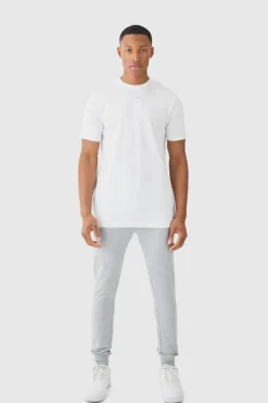Store boohooMAN Basic Slim Fit Crew Neck T-Shirt white