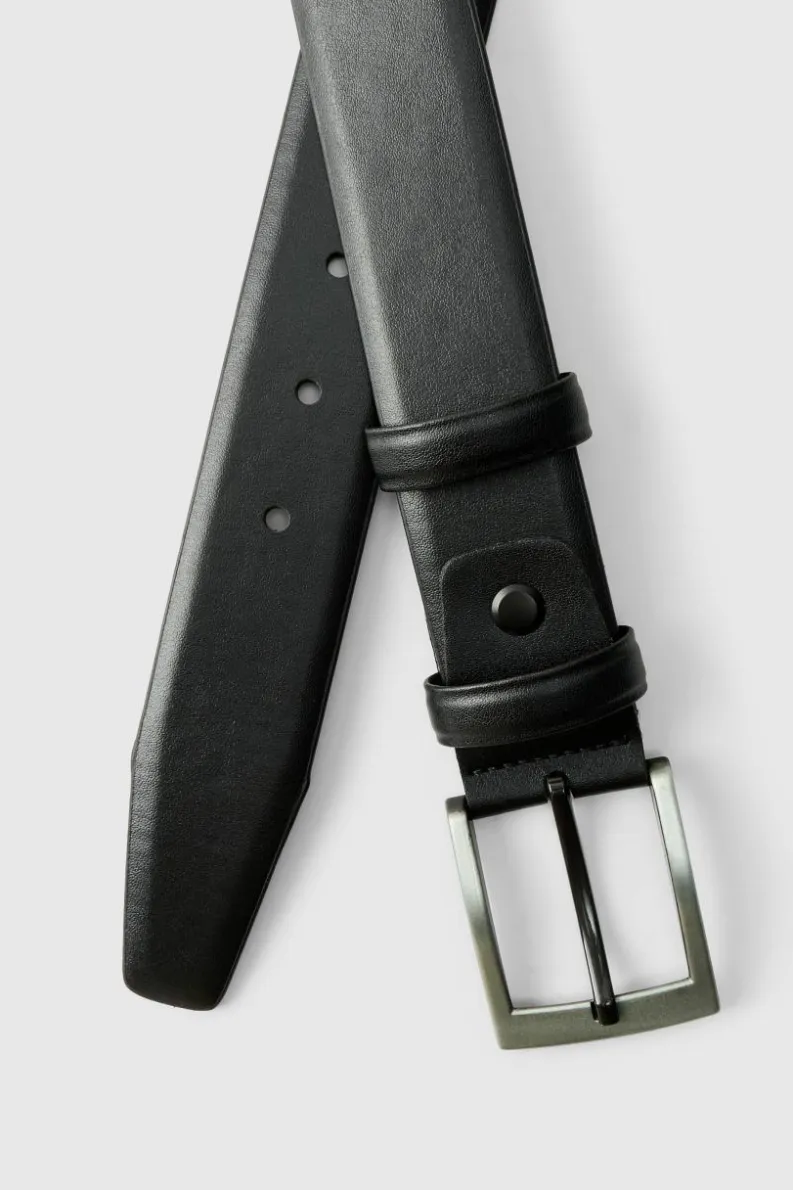 Fashion boohooMAN Belt With Silver Buckle black