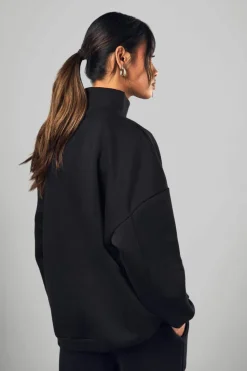 Cheap boohoo Dsgn Studio Half Zip Applique Oversized Sweatshirt black