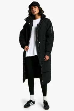 Cheap boohoo Tall Longline Padded Coat black