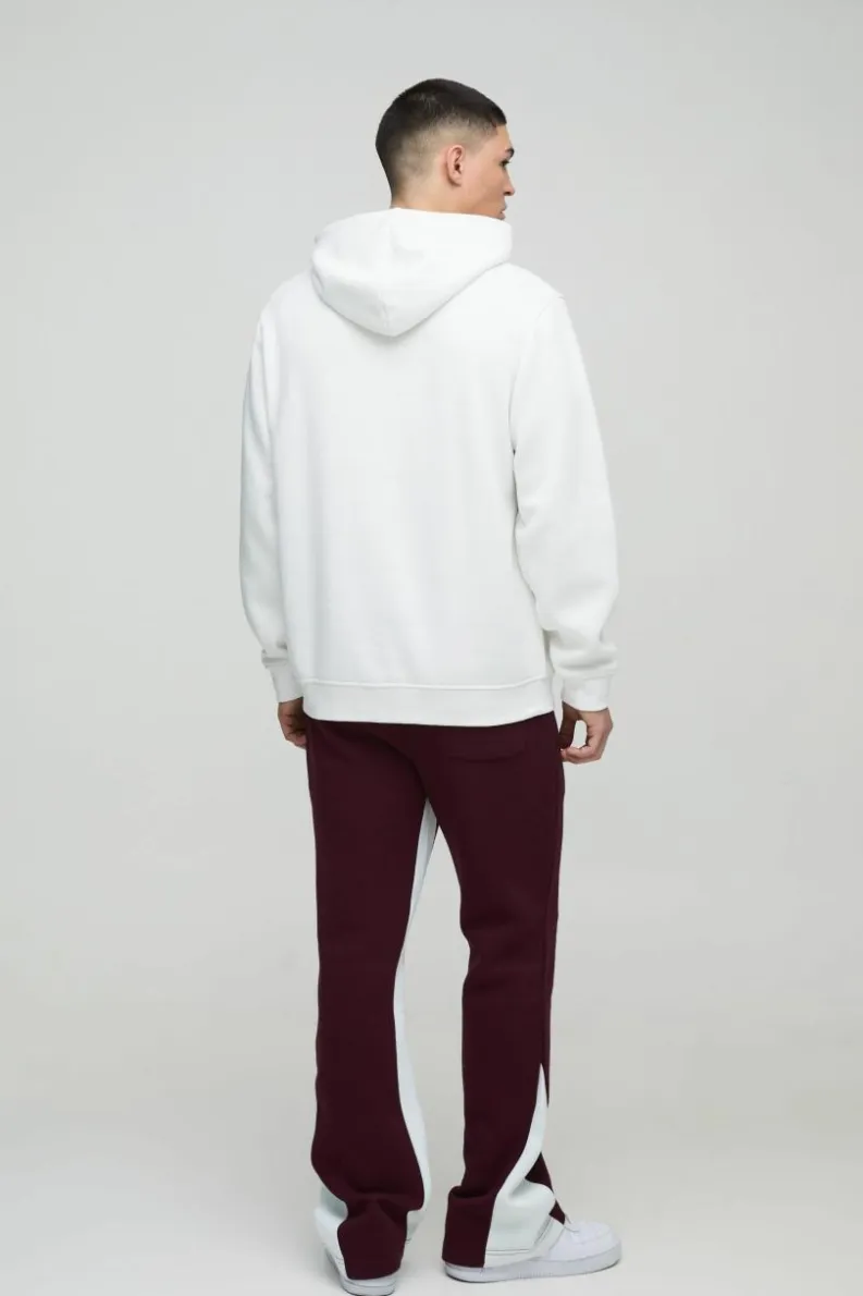 Sale boohooMAN BM Varsity Applique Gusset Jogger burgundy