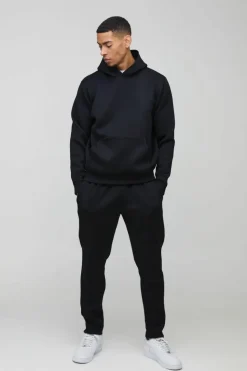 Clearance boohooMAN Bonded Scuba Hooded Tracksuit black