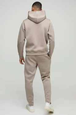 Cheap boohooMAN Bonded Scuba Hooded Tracksuit taupe