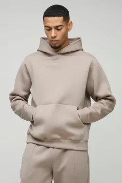 Cheap boohooMAN Bonded Scuba Hooded Tracksuit taupe
