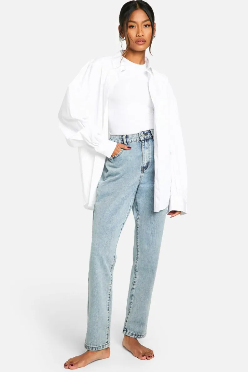 Best Sale boohoo Basics High Waisted Slim Fit Jeans light blue