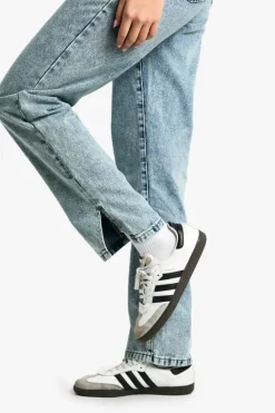 Best Sale boohoo Basics High Waisted Split Hem Straight Leg Jeans light blue