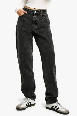 New boohoo Basics High Waisted Straight Leg Jeans washed black
