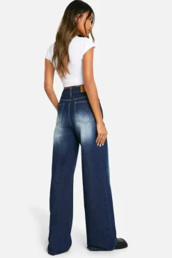 Best boohoo Basics 30 Inch Leg High Waisted Wide Leg Jeans washed indigo