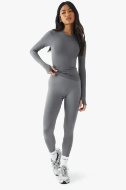 Online boohoo Basics Seamless Rib Legging charcoal